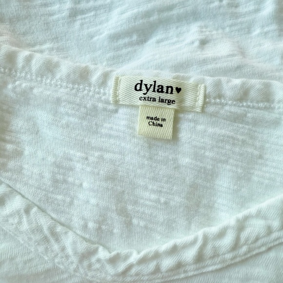 Dylan V-Neck Cotton Slub Tee in White, Sz XL - Picture 11 of 11